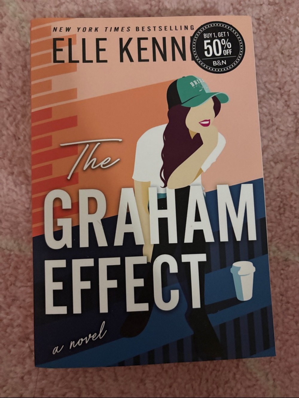 The Graham Effect by Elle Kennedy - Peach, Navy & Teal Cover